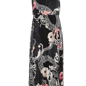 White House Black Market Black and Pink Floral Maxi Dress